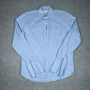 Domenico Vacca Shirt Mens L? Blue Cucita a Mano Handmade Luxury Dress French